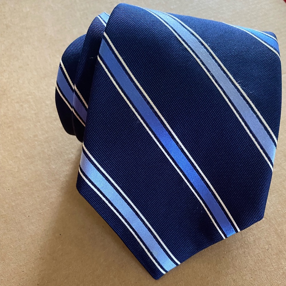 Nautica Silk Tie | Navy Blue Striped Necktie | Classic Business Formal